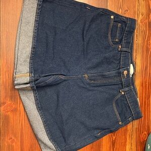 LOFT Dark Blue Rolled-Hem Denim Shorts
